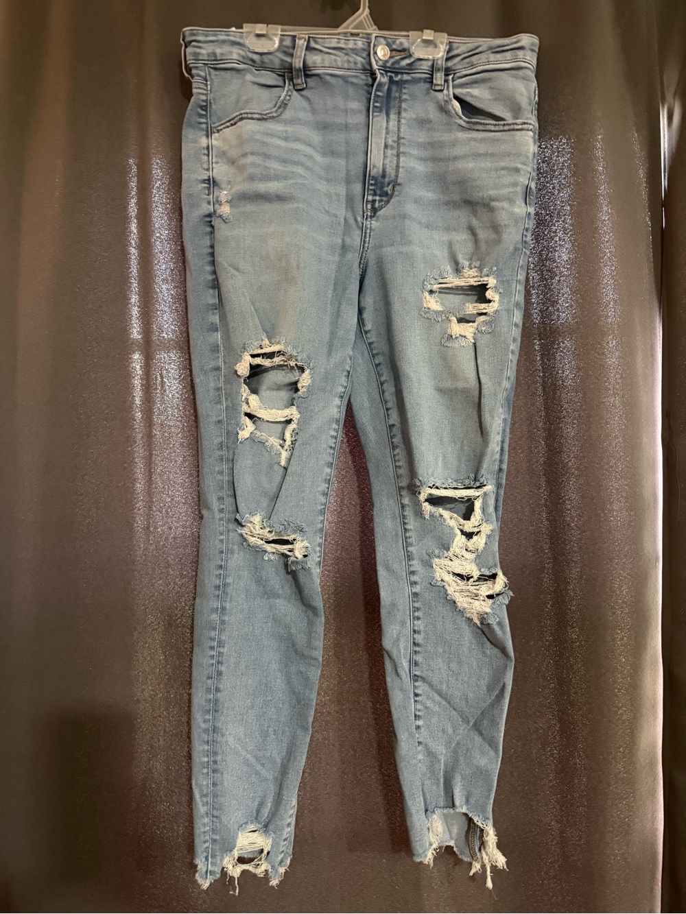 American Eagle Outfitters Distressed Skinny Jeans - Light Blue